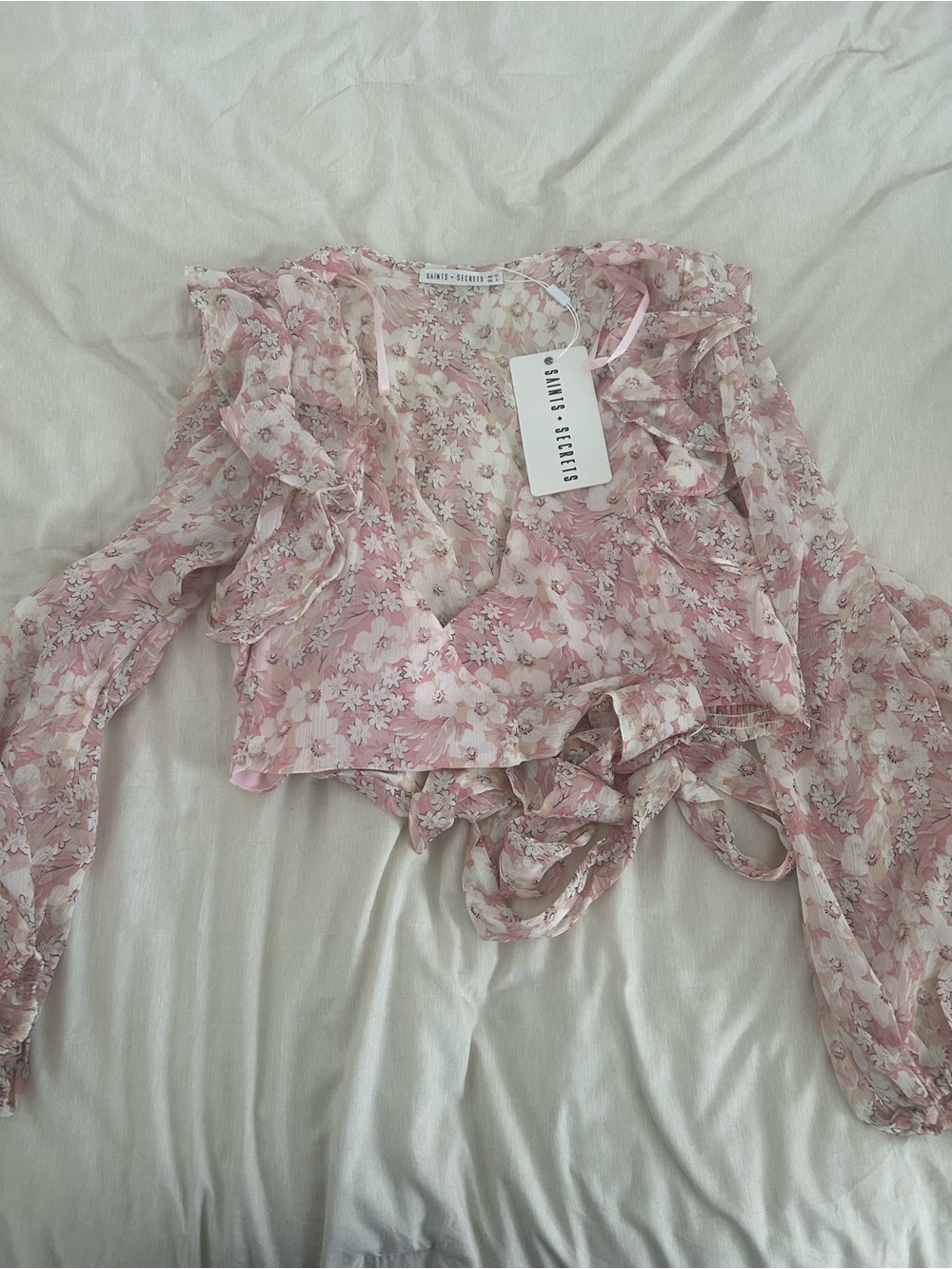 Saints & Secrets Floral Wrap Blouse - Pink